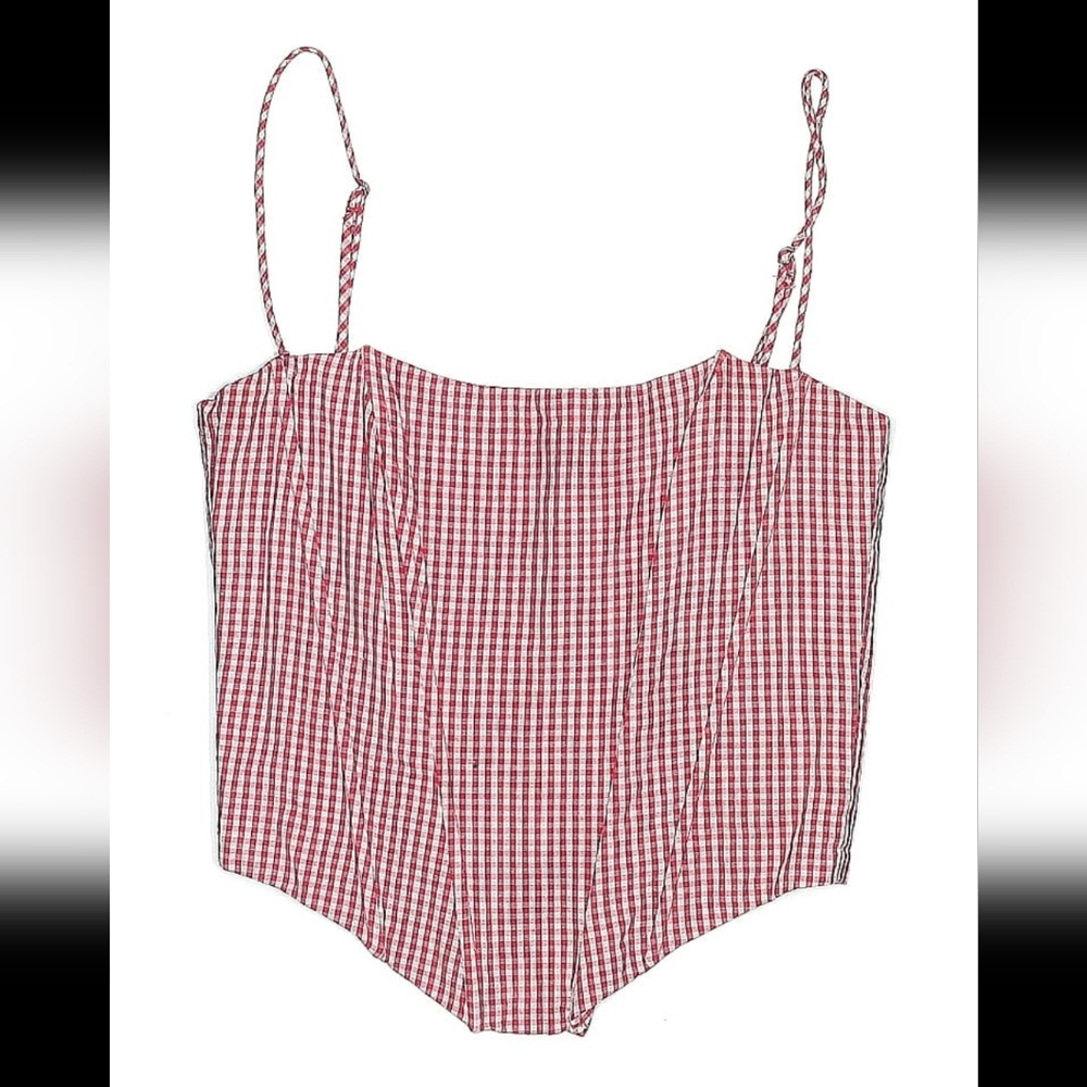 Edikted Red Gingham Lace Up Corset Top